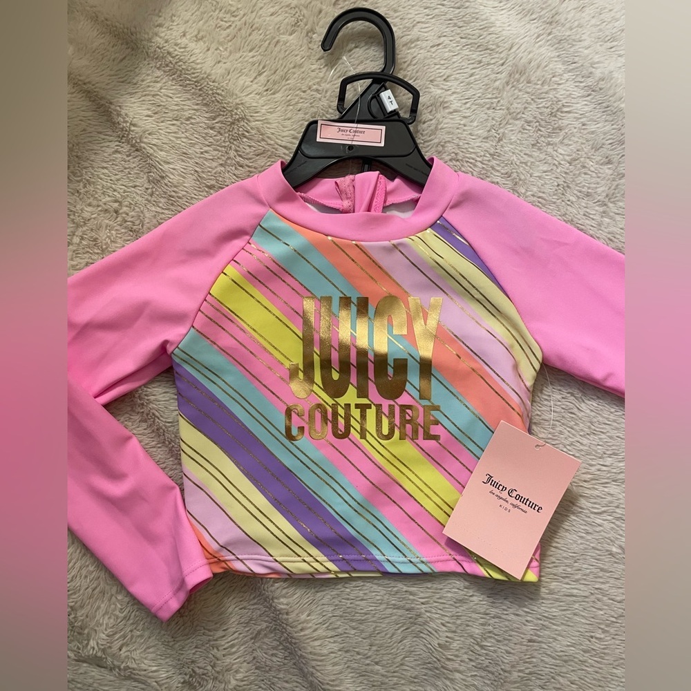 NWT Juicy Couture Toddler Rashguard Swim Shirt and Bikini Bottoms